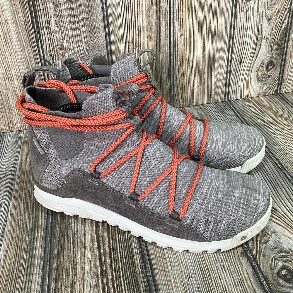 Oboz Womens Lena Mid Hiking Boots Stretch Knit Lace Up Shoes Gray Size 9.5 NEW